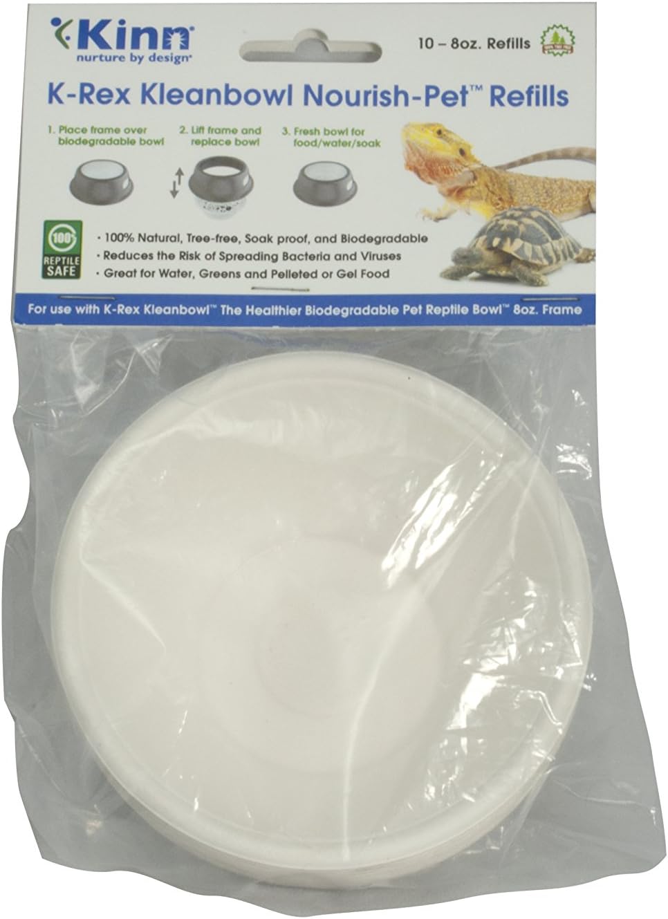 Kinn K-Rex Kleanbowl 8 oz Nourish Pet Refills The Healthier Biodegradable Reptile Bowl (10 Pack)