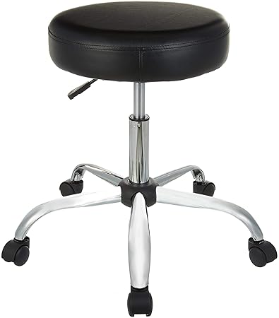 AmazonBasics Height Adjustable Office/Bar/Kitchen Stool with Bonded Leather Upholstery, Black