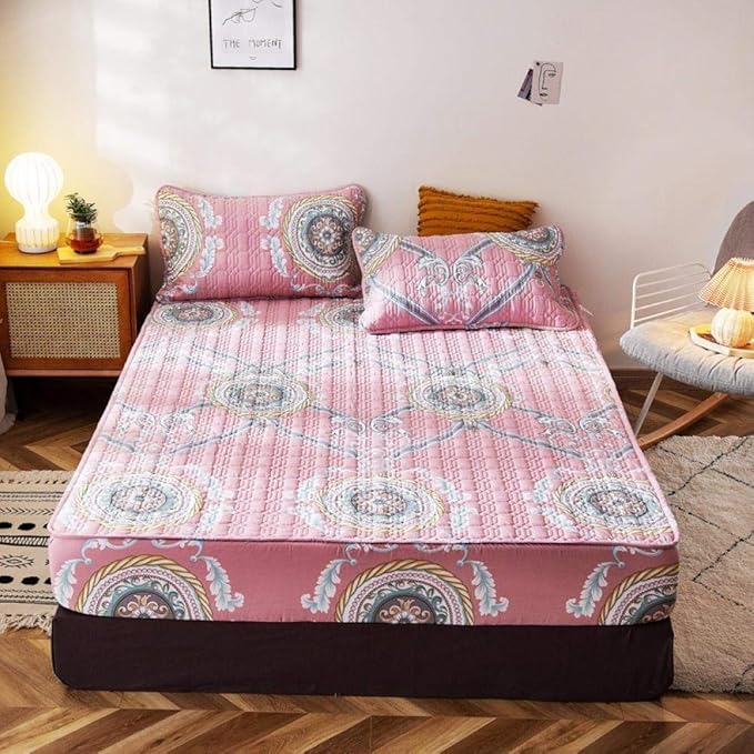 Super King Size Fitted Sheet,Cotton Thick Waterproof Printed Fitted