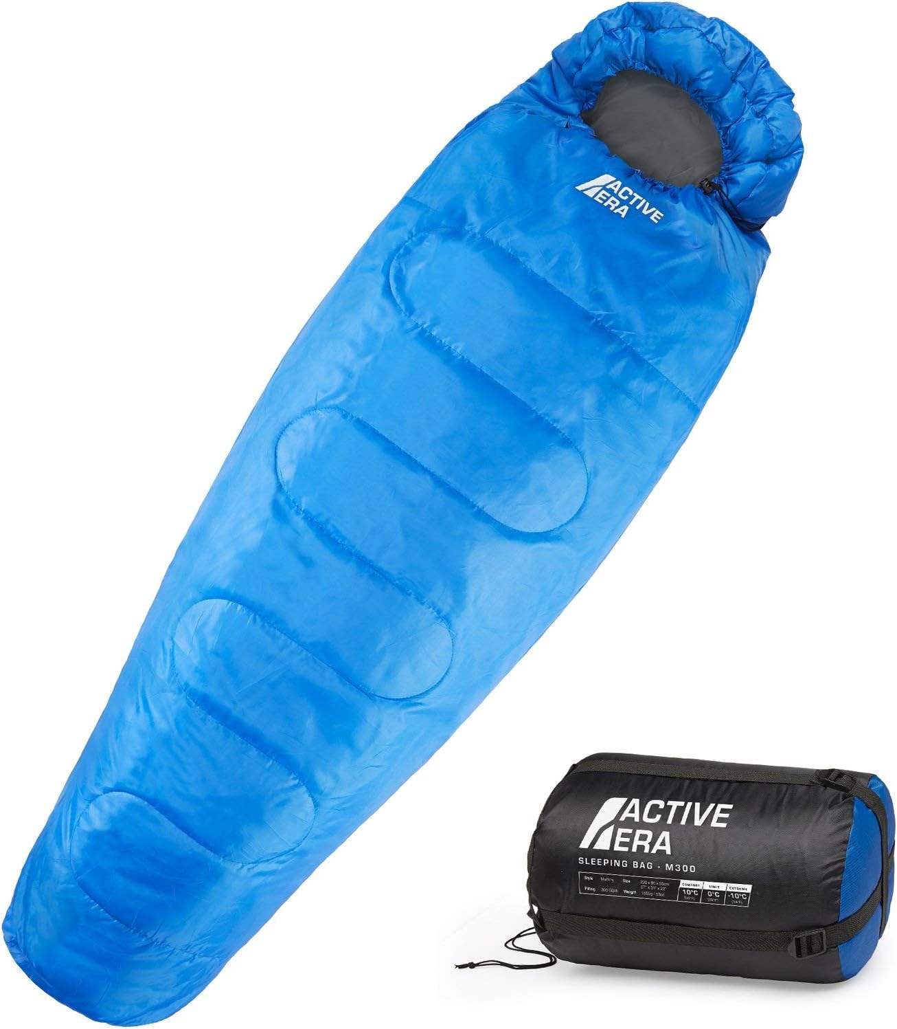 Active Era Mummy Sleeping Bag with Compression Sack for 3-4 Season - Lightweight, Water Resistant & Warm for Camping, Hiking, Fishing, Traveling and Outdoors