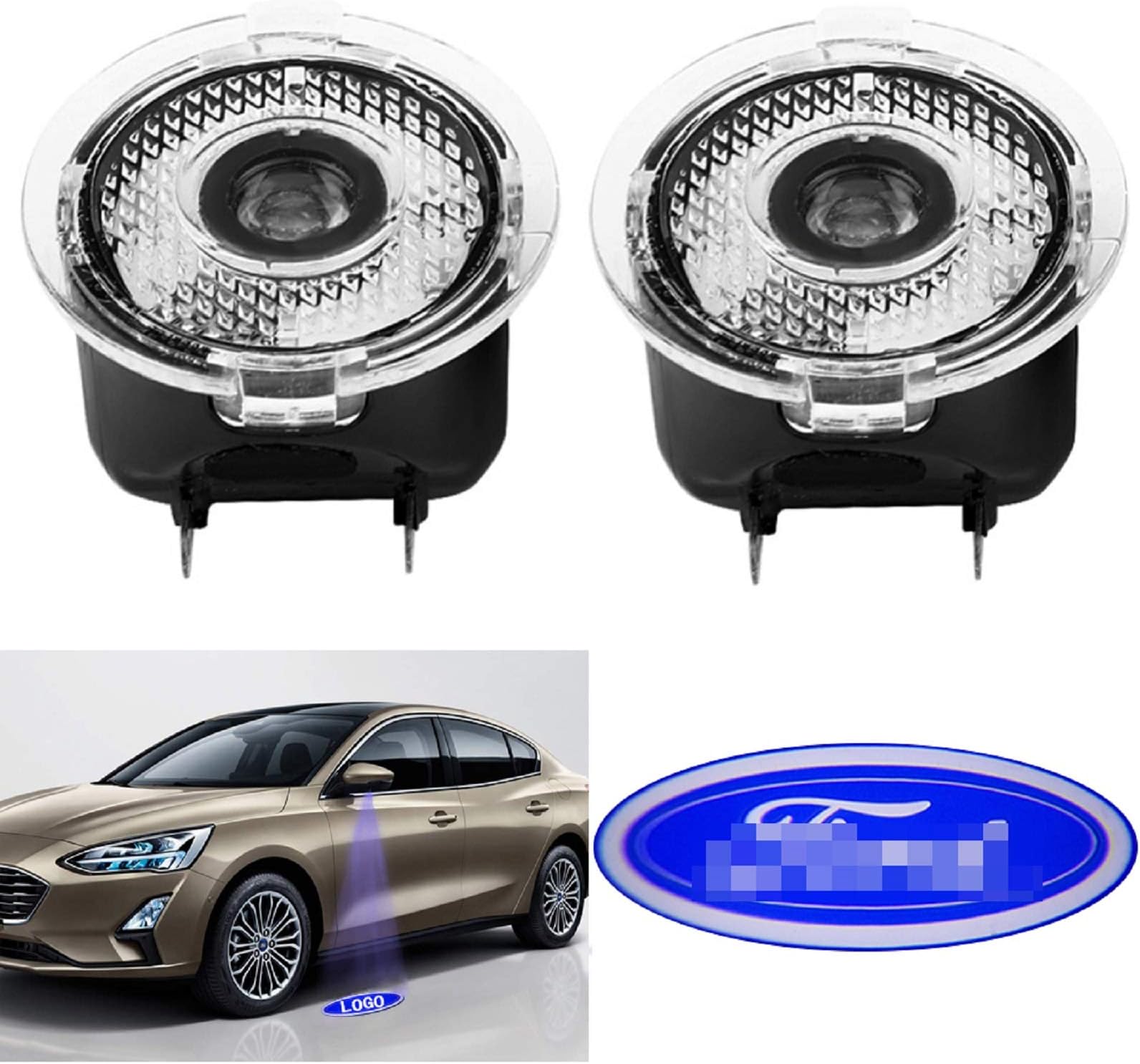 Car Side Mirror Puddle Light,Welcome Lights Projector Ghost Shadow Led Lamp, 2 Pack Logo Led for F150(FX4) / EDGE/Explprer/Taurus Accessories (A)