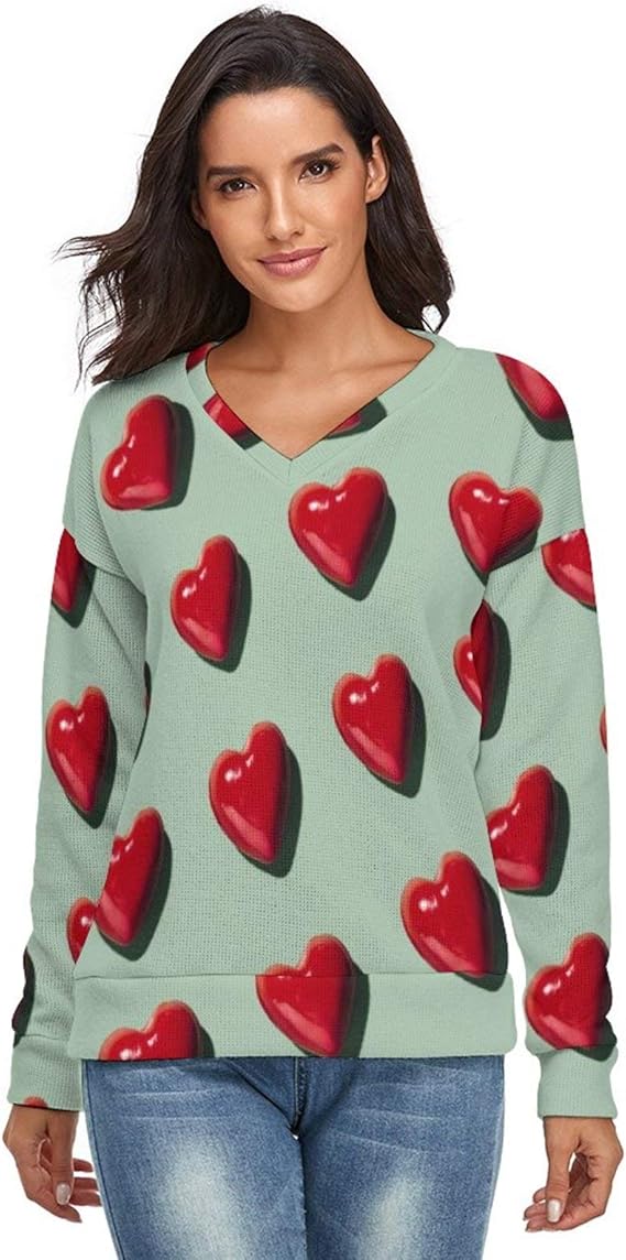 Suéter ligero de manga larga con cuello en V para mujer, fecha de San