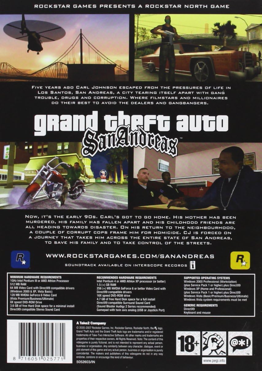 Amazon Co Jp Grand Theft Auto San Andreas Pc 輸入版 Uk パソコン 周辺機器