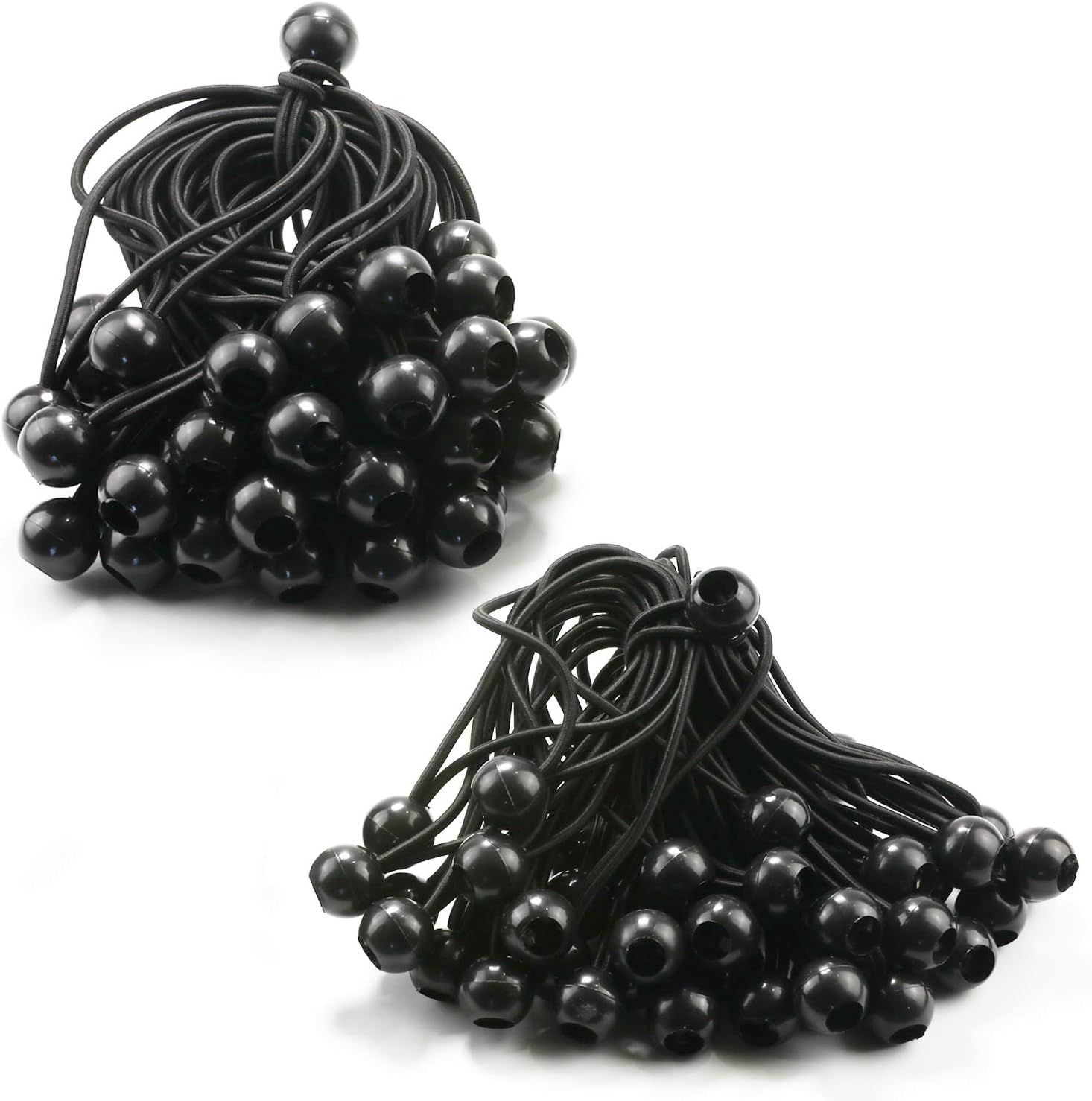 6 inch 100 Piece Heavy Duty 5mm Ball Bungee Canopy Cord By Wellmax, Black Color - - 