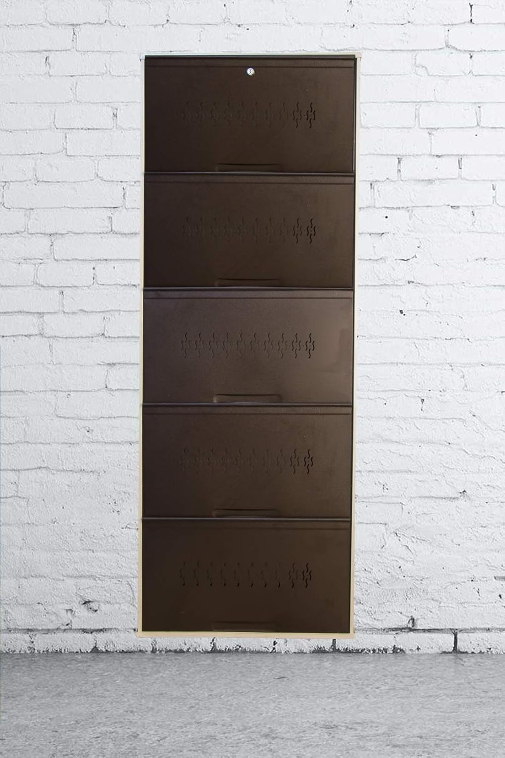 Shoe Locker 25" 5 Door Space Saver Wall Mounted Metal Shoe Rack (Free