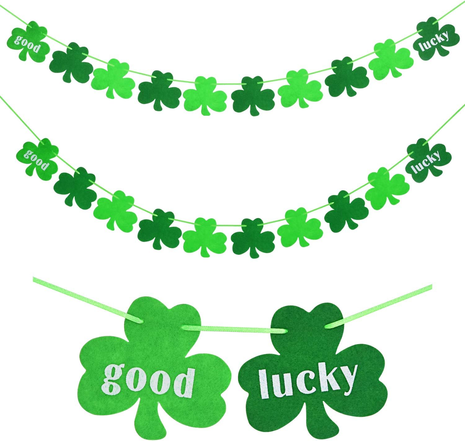 St. Patrick's Day Banner, Felt Shamrock Clover Garland Banner Flags for St. Patrick 's Day Decoration