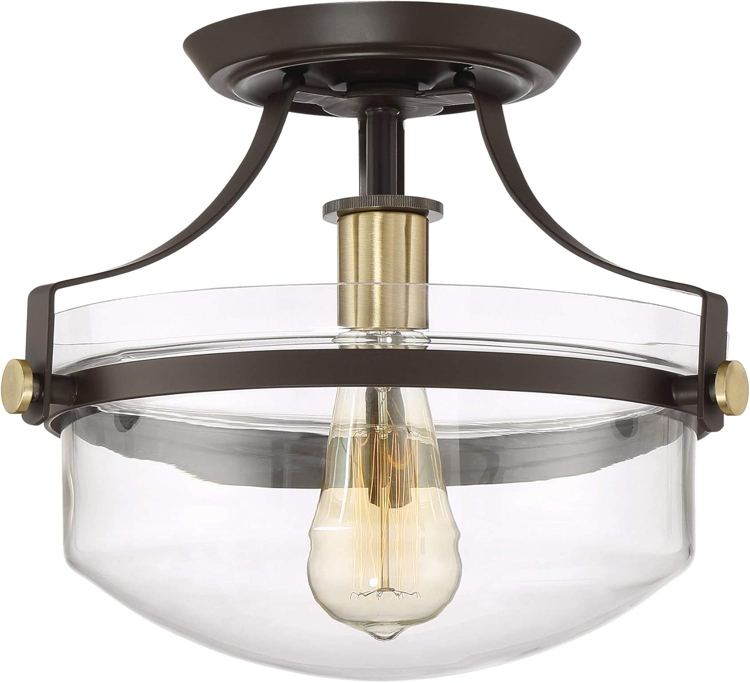 Kira Home Zurich 12 Rustic Semi Flush Mount Ceiling Light W Glass