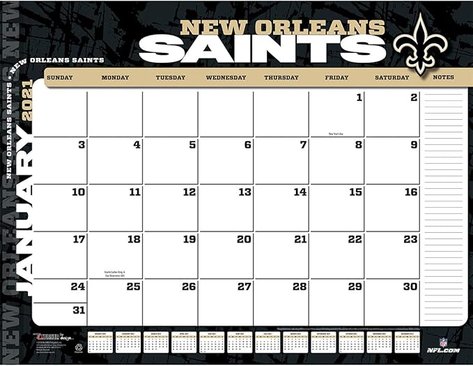 Amazon Com Turner Sports New Orleans Saints 2021 22x17 Desk Calendar 21998061544 Office Products New Orleans Calendar 2022