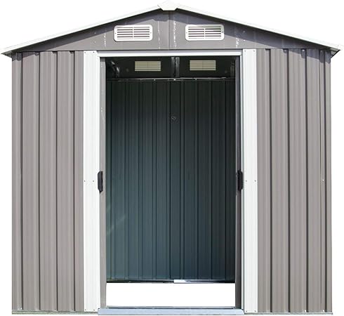 Amazon Com Kinbor Outdoor Steel Storage Shed Toolshed Backyard