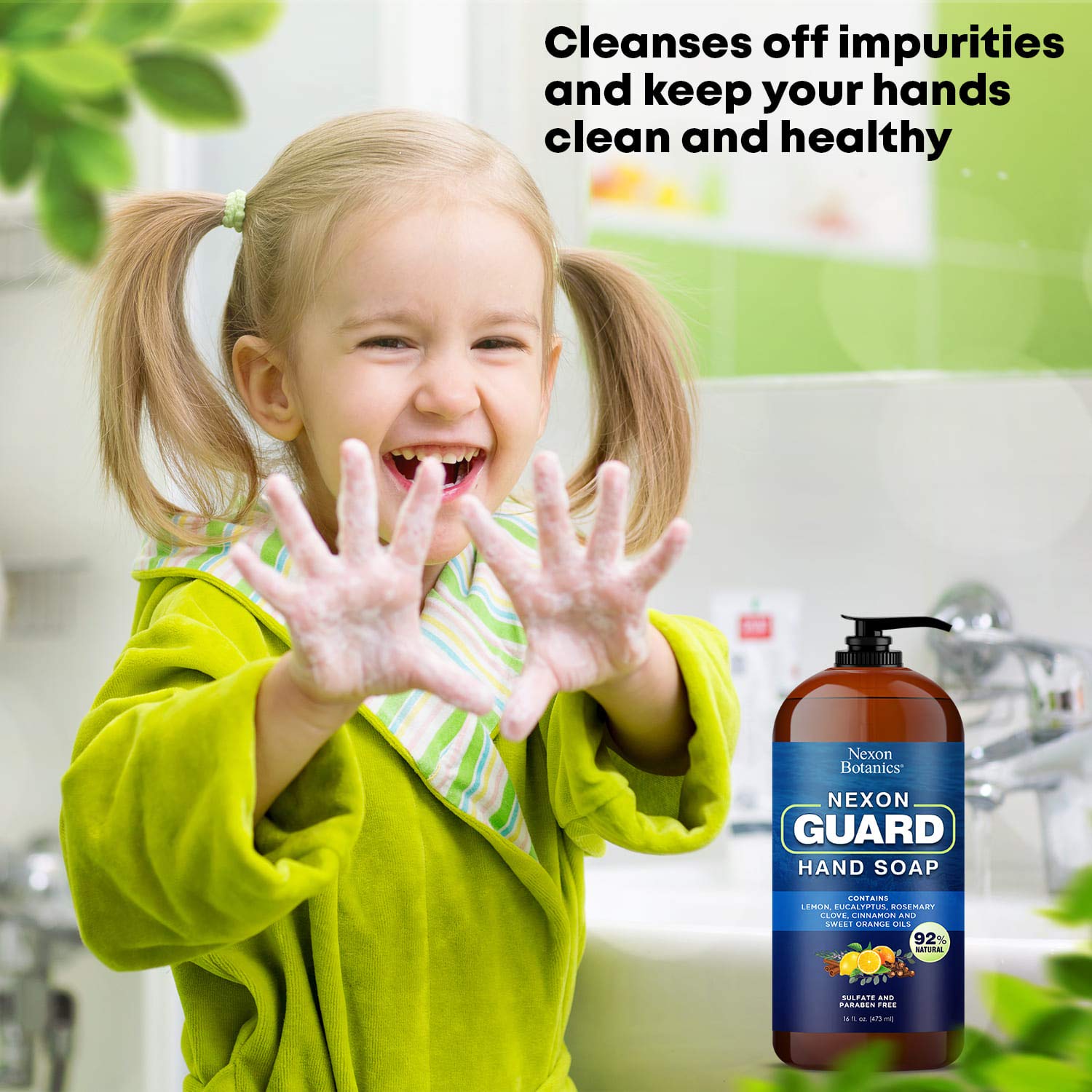 Nexon Botanics Robbers Guard Hand Soap 16 fl oz - Made in USA - Based on French Thieves Formula - Deep Cleansing and Purifying Hand Wash - Gentle and Moisturizing - Liquid Hand Soap : Beauty