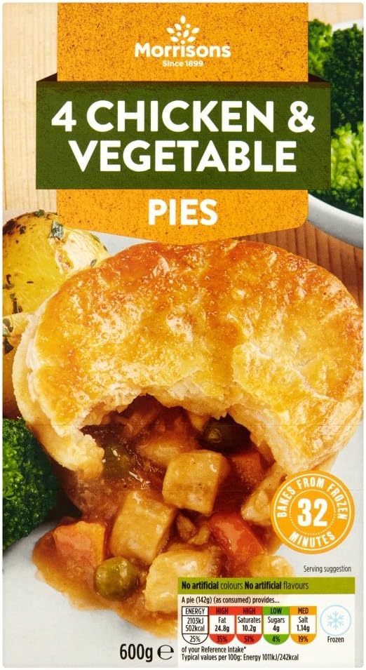 Morrisons Chicken And Vegetable Pies Pack Of 4 Frozen Amazon Co Uk Grocery