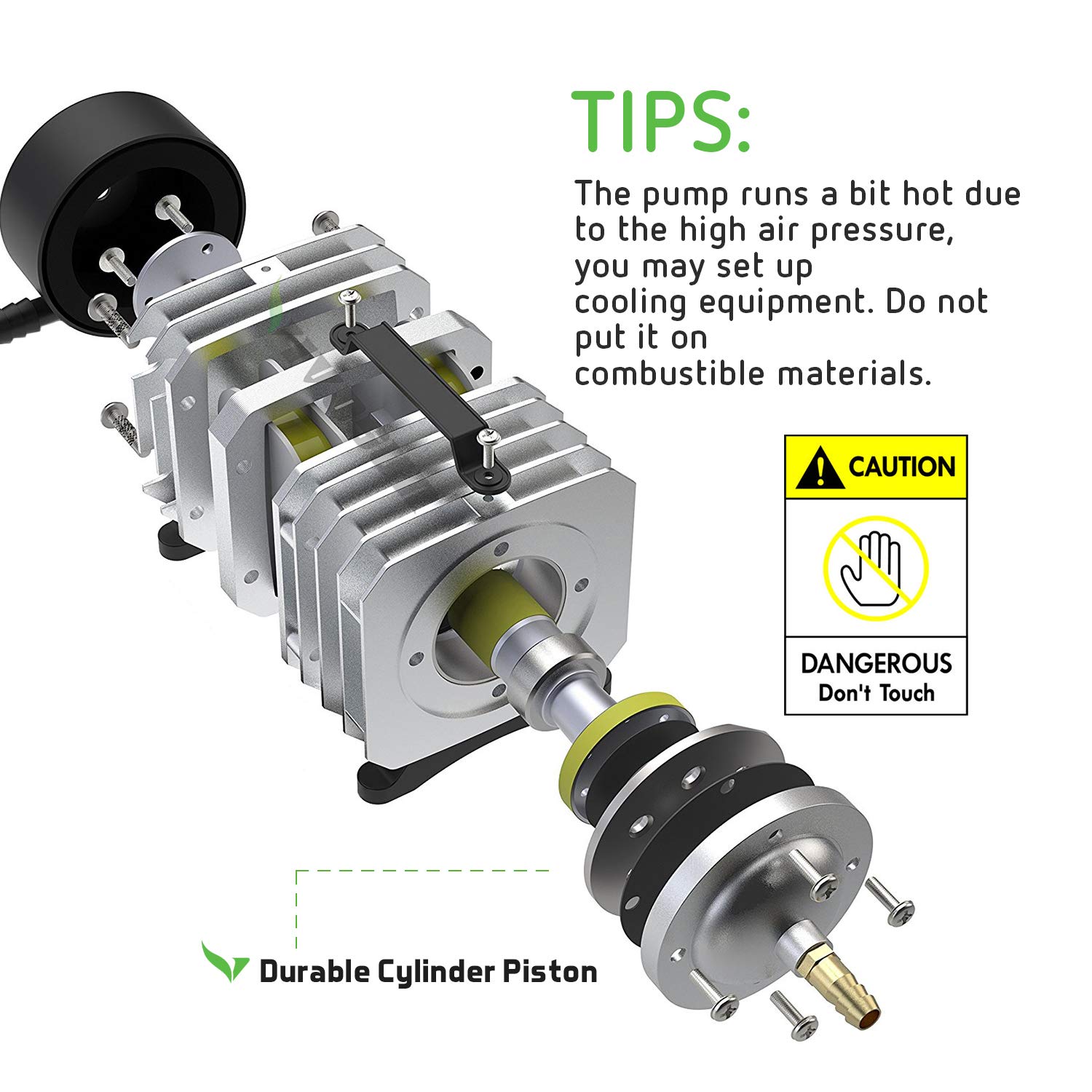 VIVOSUN Air Pump 950 GPH 32W 60L/min 6 Outlet Commercial Air Pump for