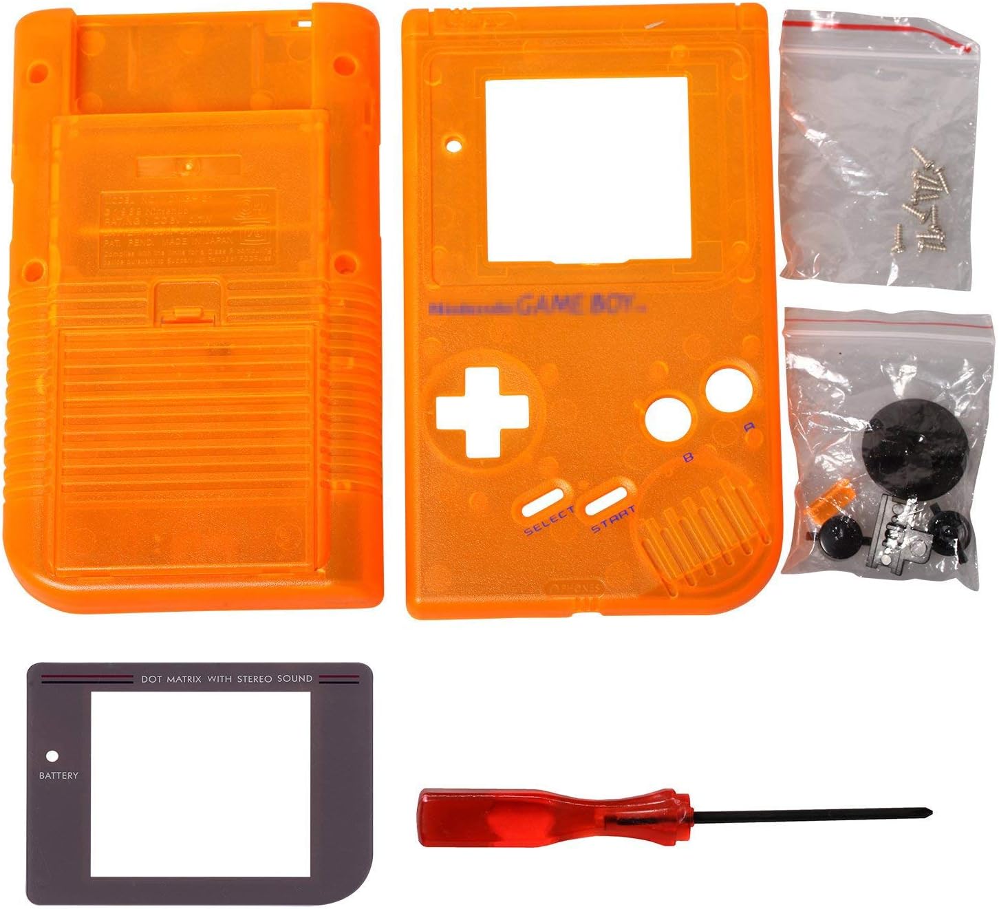 Timorn Replacement Housing Shell Case Cover for Gameboy GB Console (Transparent orange)