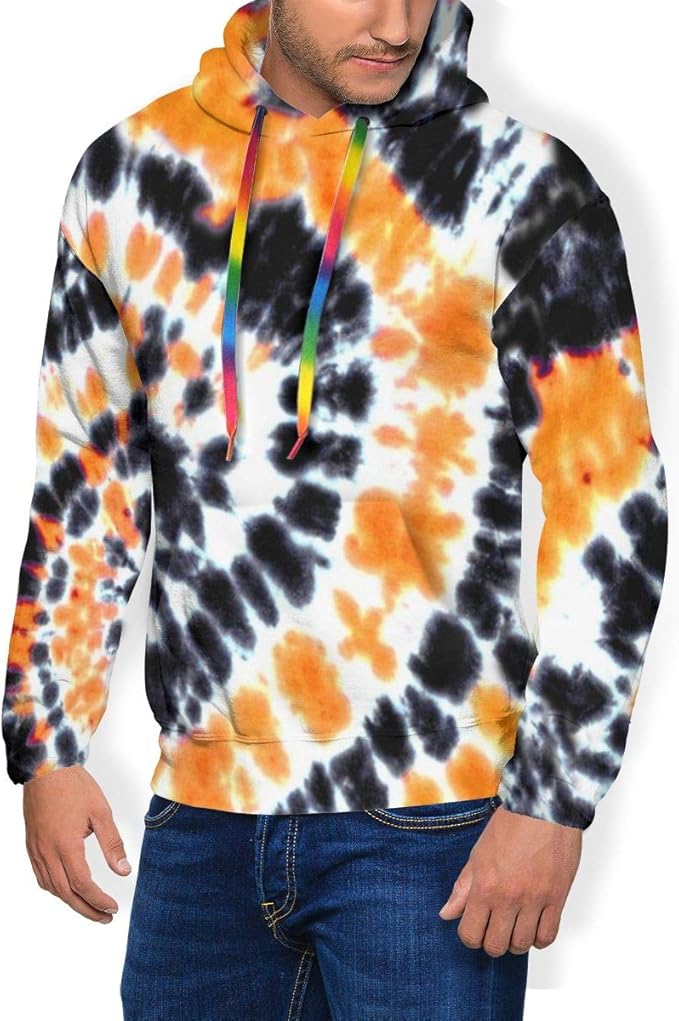 black and orange tie dye hoodie