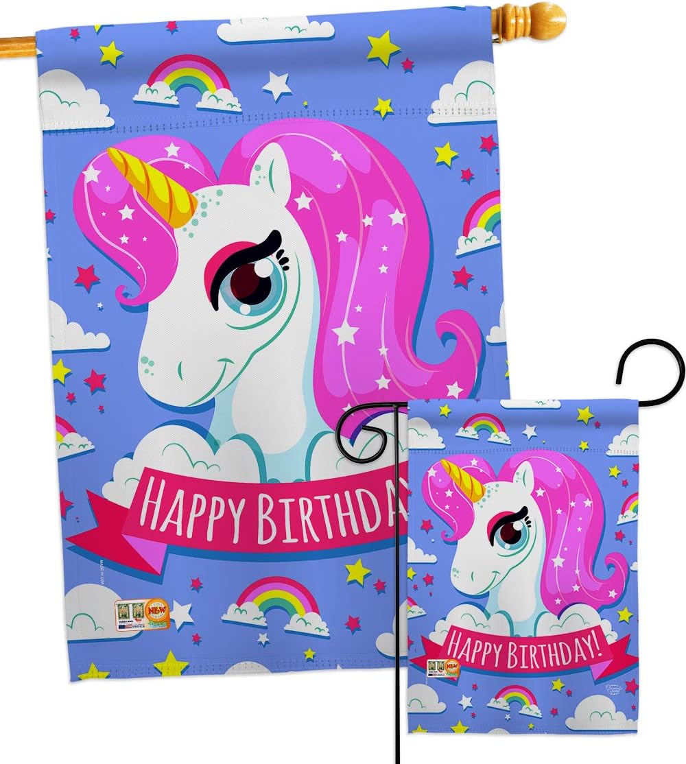 Best Happy Birthday Unicorn Garden Flag