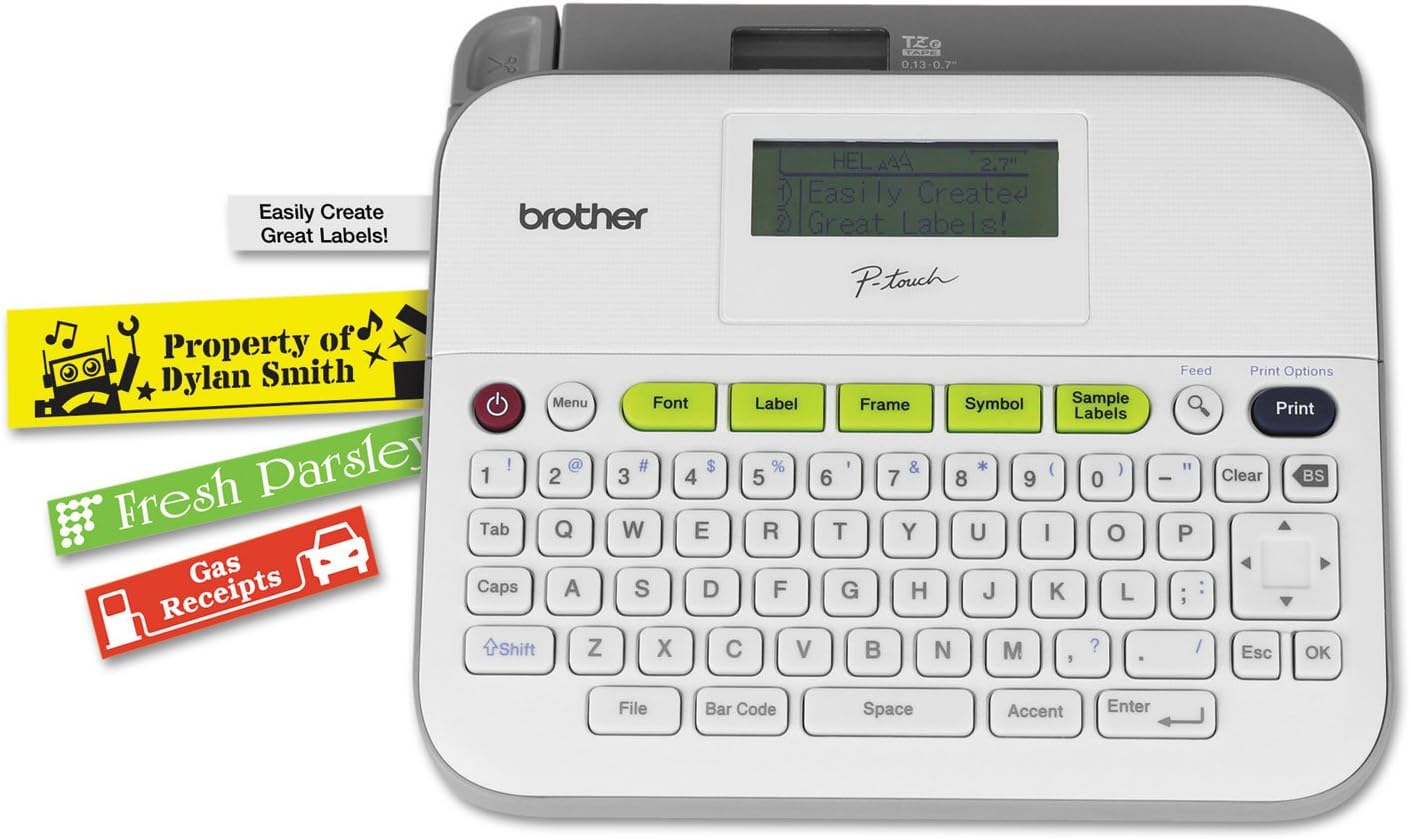 Brother P-touch, PTD400VP, Versatile Label Maker with Carry Case and Adapter, Compact Design, Easy-to-Use Keyboard, Graphical Display, White : Office Products