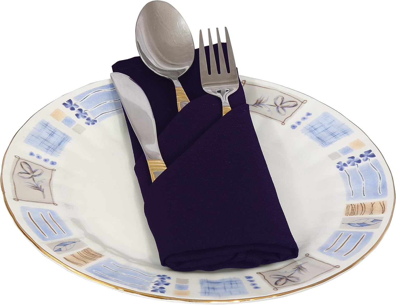 Excellent Deals Cloth Napkins (12 Pack, Blue), 18 x 18 inches Fabric Napkins, Poly-Cotton Dinner Napkins - Durable Restaurants Napkins - Easy Clean Washable Banquets Napkins.: Kitchen & Dining