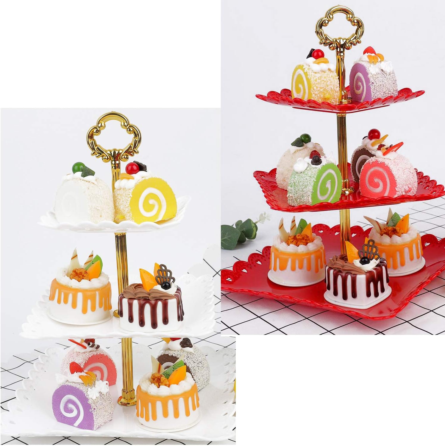 Support A Cupcake Anniversaire 3 Etages Plats De Service Cupcacks Fruits Support Daliments Pour Fete Mariage Behone 2 Pieces Presentoir Plateau De Gateaux Bonbons Noel Vaisselle Et Plats De Service Vaisselle Et