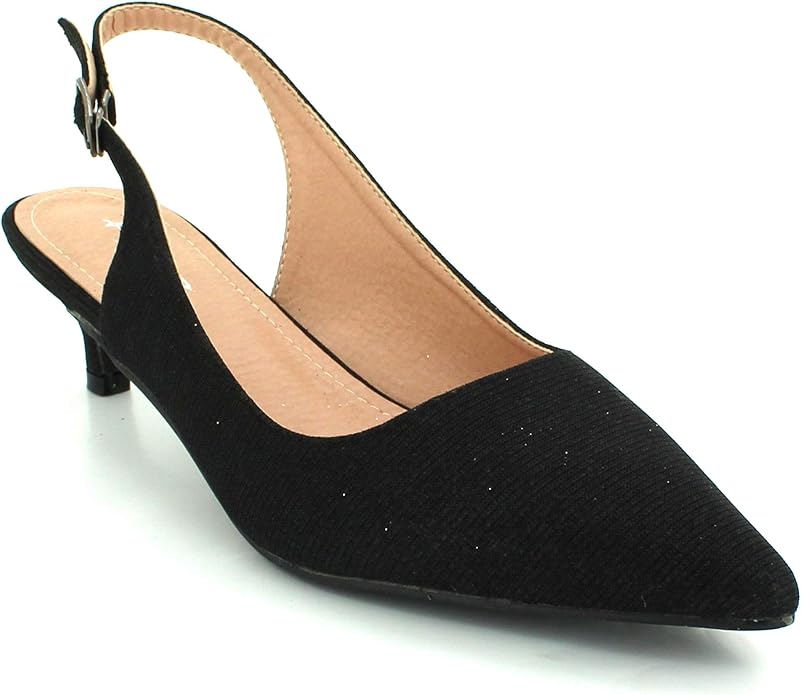 Amazon.com | Womens Ladies Glittery Closed Toe Evening Wedding Party Prom Bridal Black Medium 