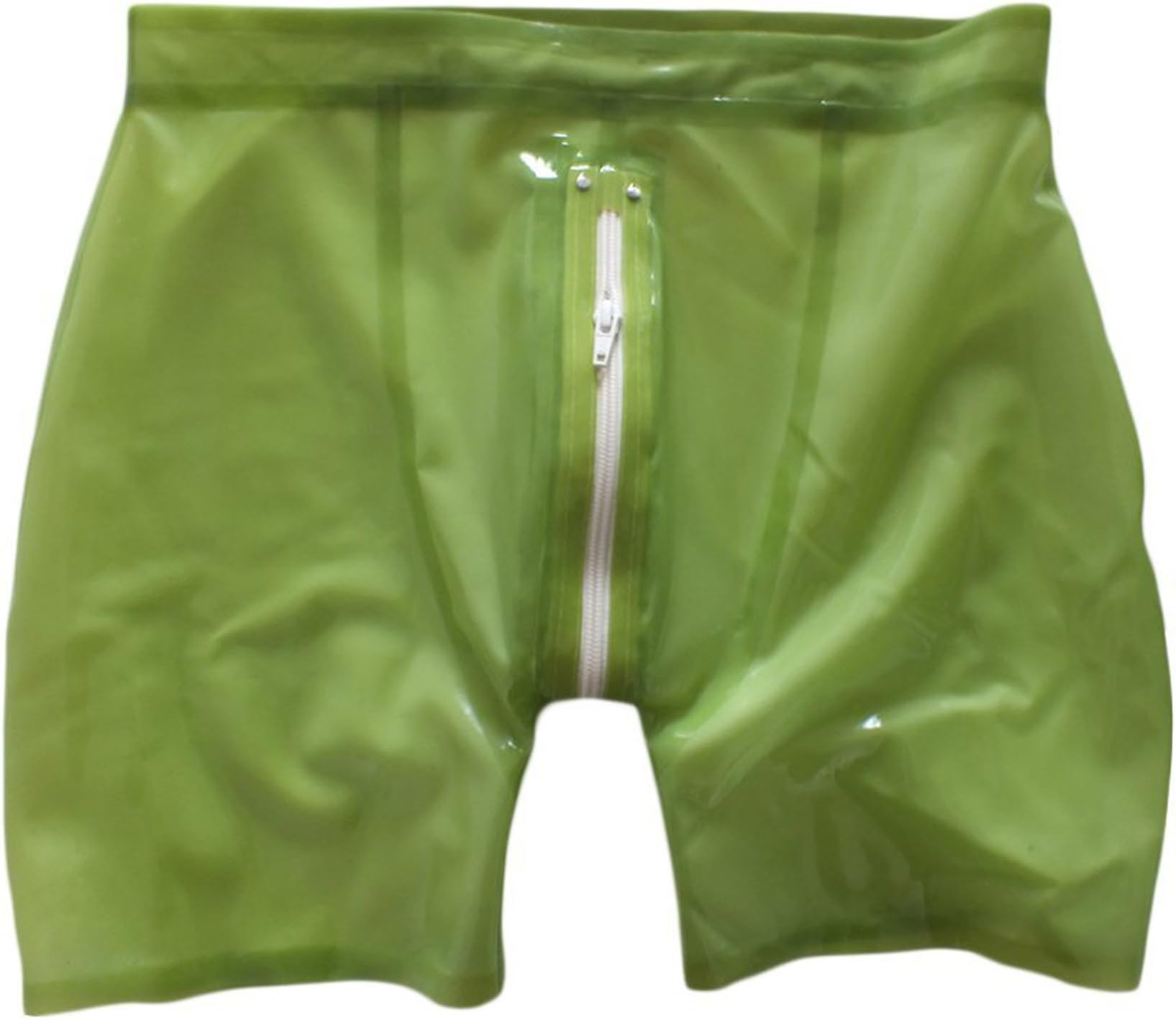 VsvoLatex Black Latex Rubber Boxer Shorts Underwear with Crotch Zipper