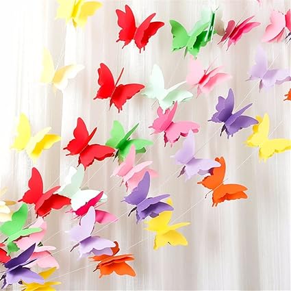 Party Sharty Rainbow Butterfly Paper Garland Party Decorations