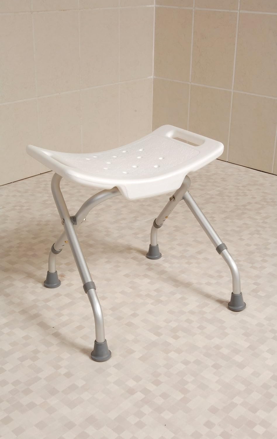 NRS Healthcare L97729 Portable Shower Stool - FOLDABLE, White, 30cm (H) x 10cm (W) x 40cm (D) - Image 3