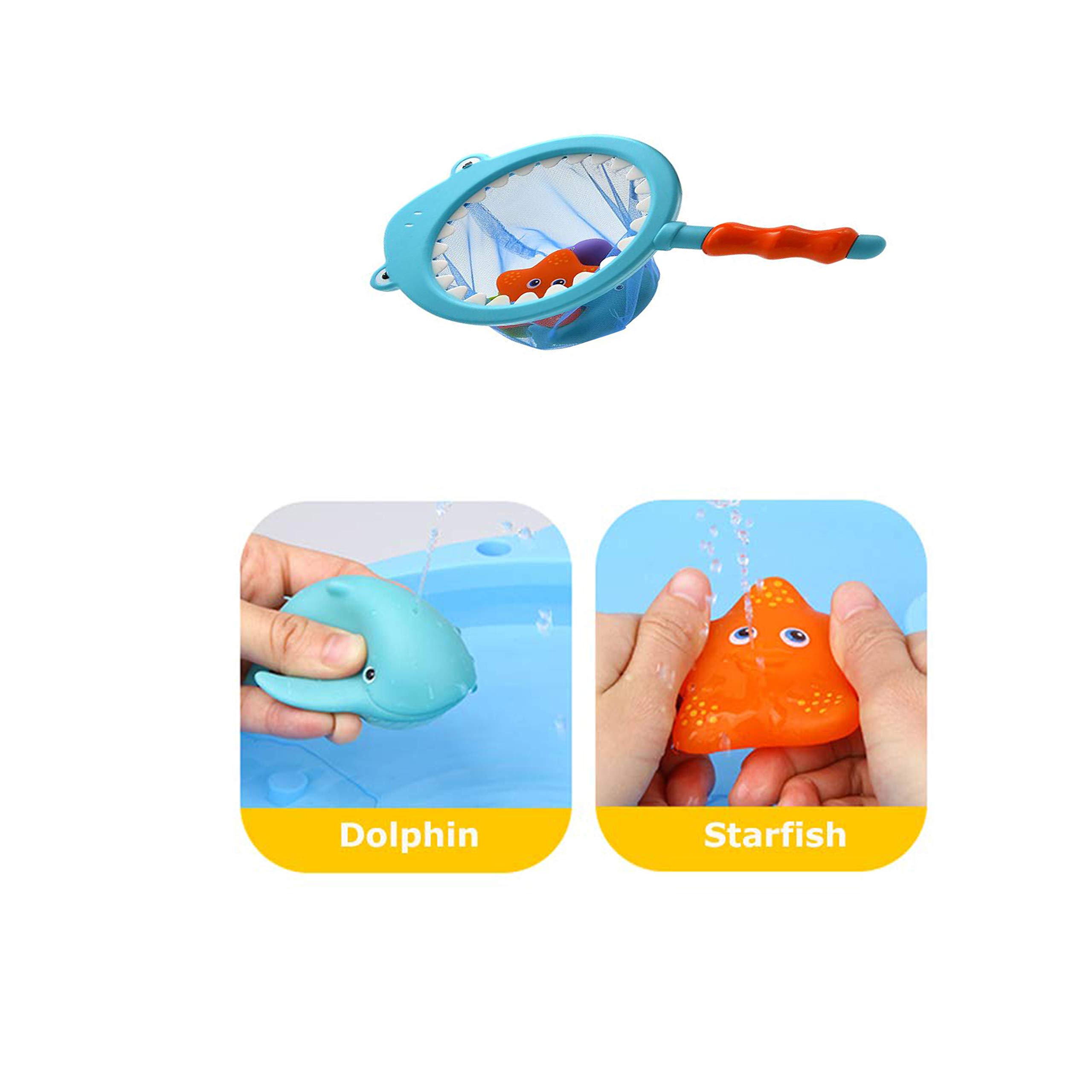 SouthStar Baby Bath Toys, 18pcs Baby Squirt Toys with Fishing Net,Floating Bath Toy Animals Bath Squirters, Bright Entertaining Toy for Children in Pool, Beach or Kids Bathtub 