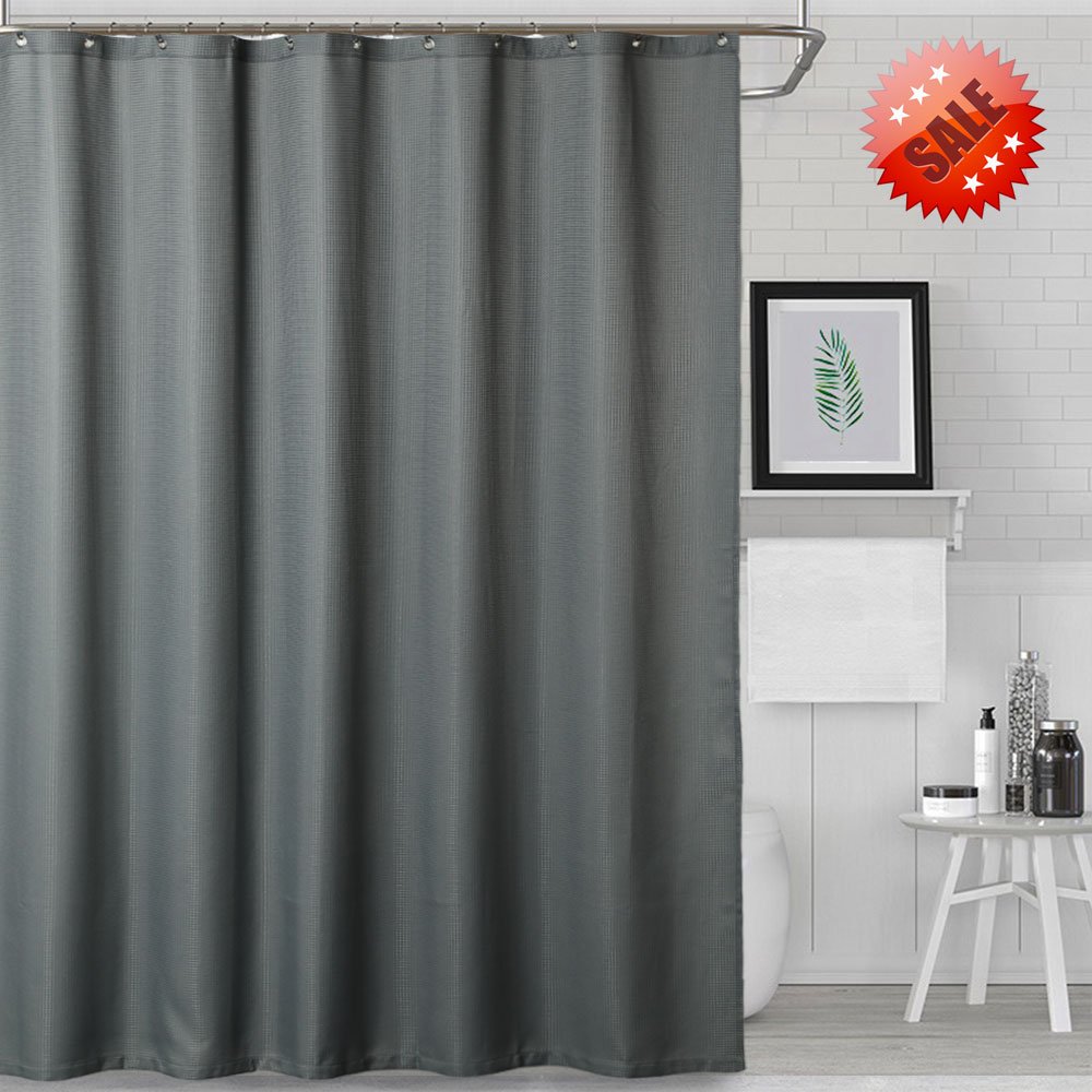 Waffle Fabric Shower Curtain Decorative Waterproof Bathroom Shower
