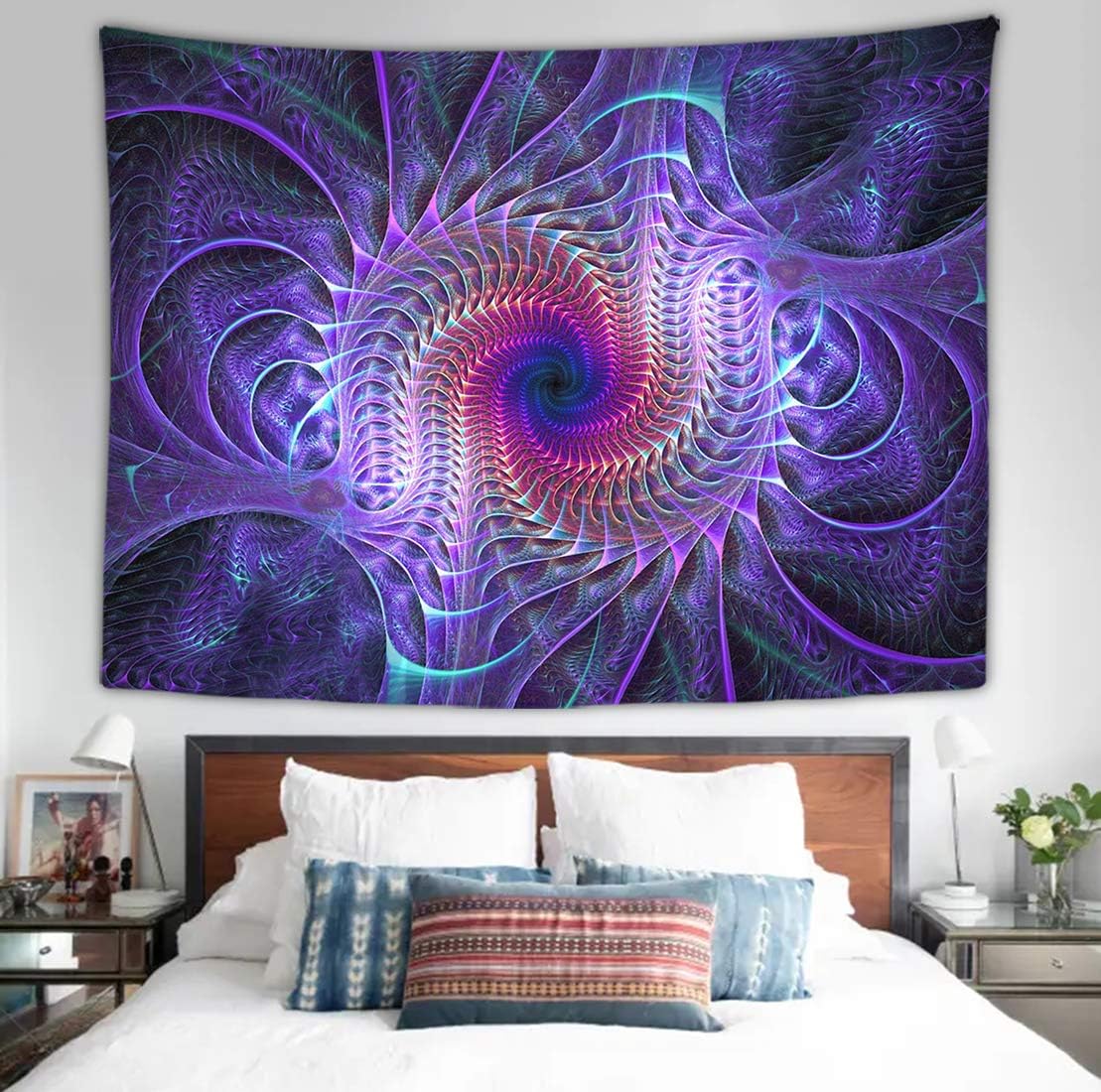 New Purple tie dye Psychedelic Trippy Art Wall Tapestry Hippie Art Tapestry Wall Hanging Home Decor Extra Large tablecloths 60x70 inches for Bedroom Living Room Dorm Room