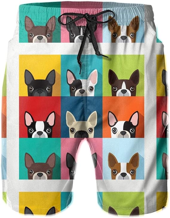 Boston Terrier Bulldog Shorts de Playa de Verano para Hombre