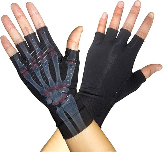 Fingerless Copper Gloves Compression Gloves, Arthritis Therapy Gloves Relief from Joint