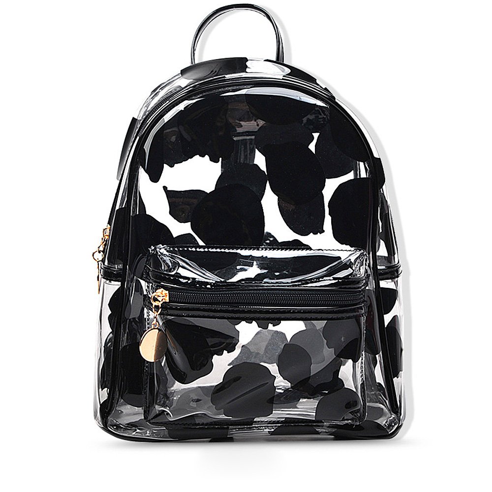 Mochila transparente con patrón de pétalos. Diseño ergonómico. Opción de colores.