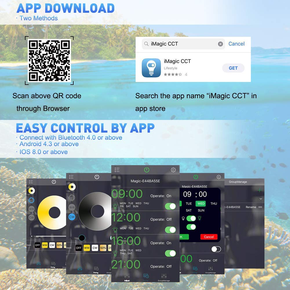 Full Spectrum Coral Reef Light for Aquarium Tanks Lighting APP Control