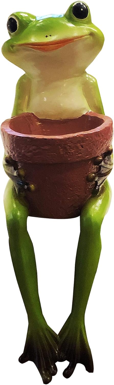 Holiday Sale! Cute Resin Sitting Frog Holding a Garden Pot for Indoor and Outdoor use