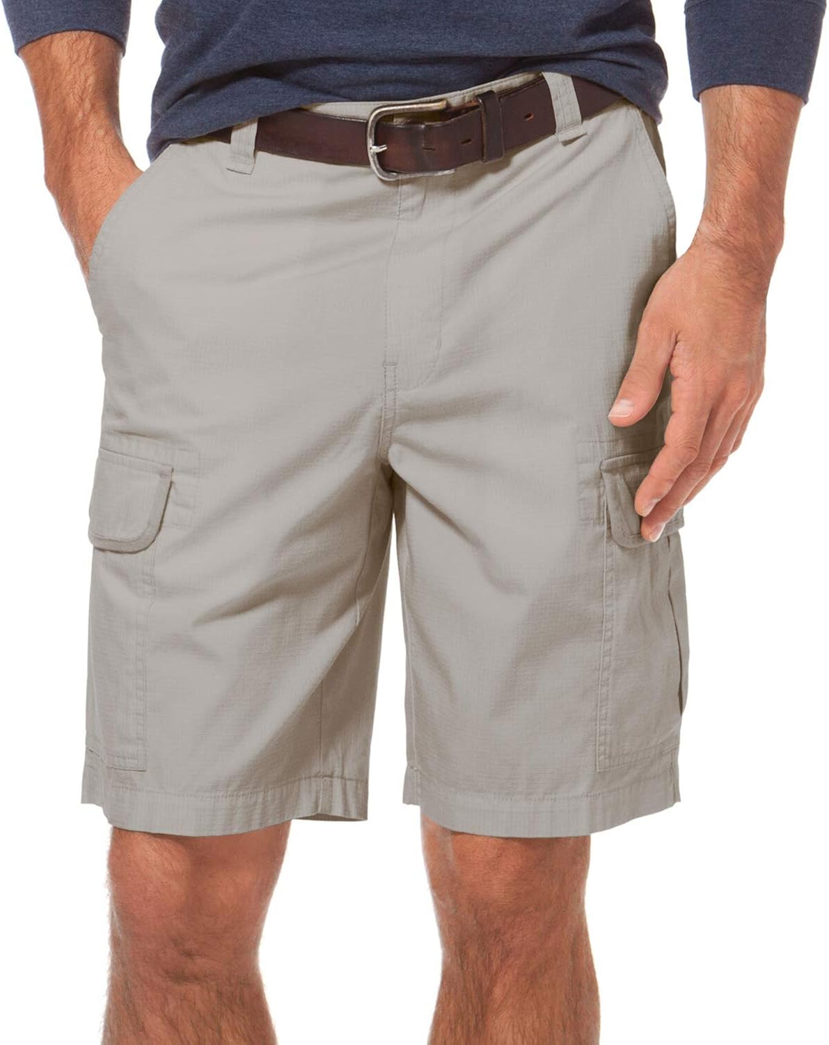 Chaps Men's ClassicFit Washed Cotton Textured Cargo Shorts Gray (42)