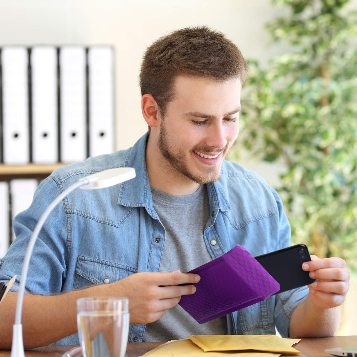 Metronic 50pcs Poly Bubble Mailers 4x8 Inch Padded Envelopes #000 Bubble Lined Poly Mailer Self Seal Purple : Office Products