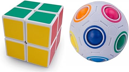 Mayatras Combo of Shengshou 2x2x2 Puzzle Cube White & Rubiks Round Goti Cube Toy (2 Pcs)