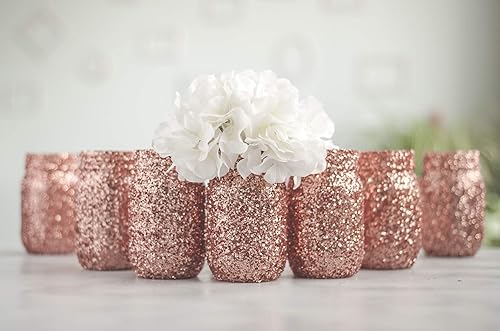 Amazon Com 12 Rose Gold Wedding Centerpieces Vases Bulk Glitter