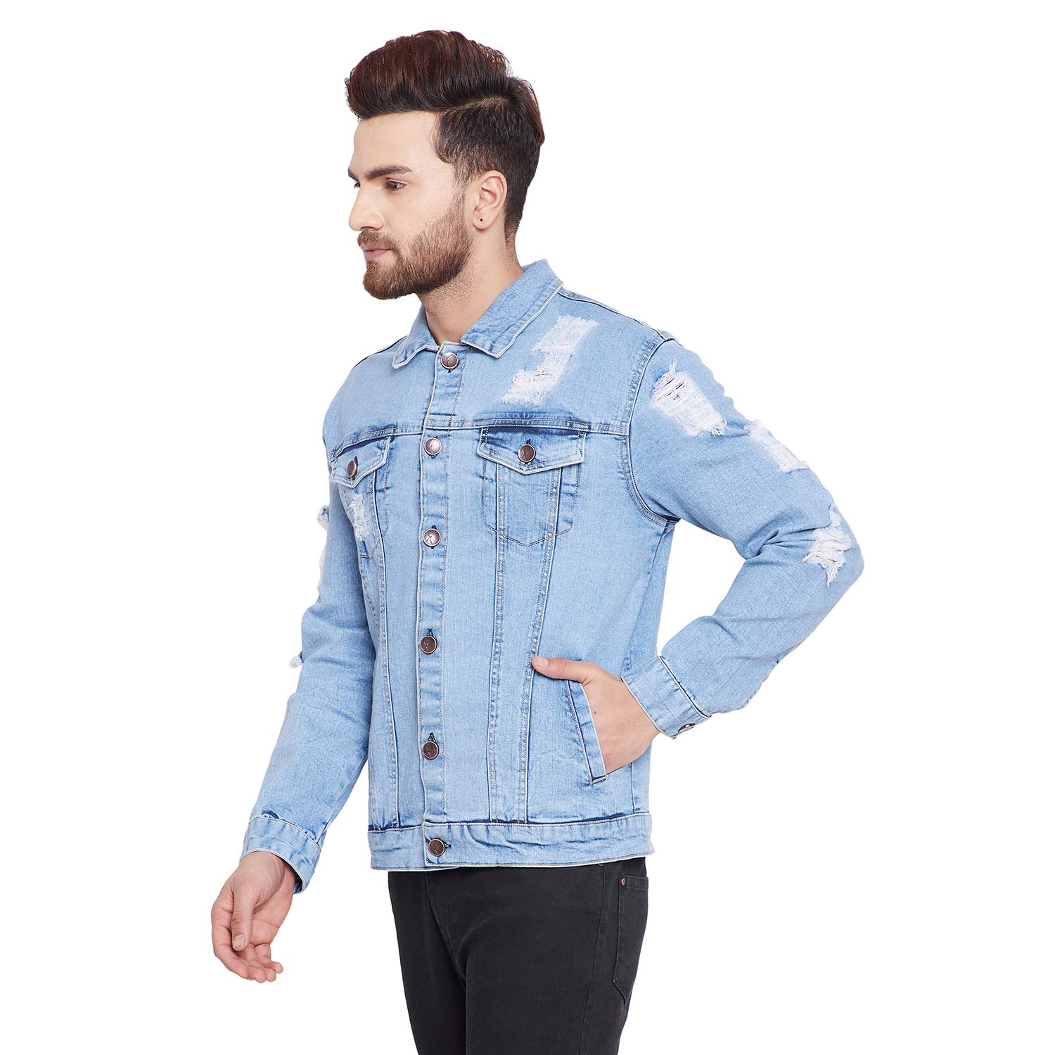 damage denim jacket mens
