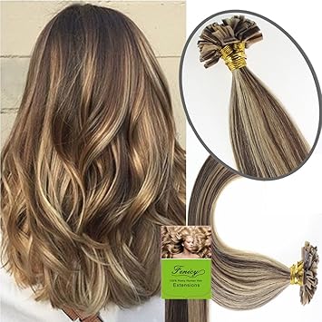Amazon Com Fenicy Double Drawn Human Hair Extensions Keratin Pre
