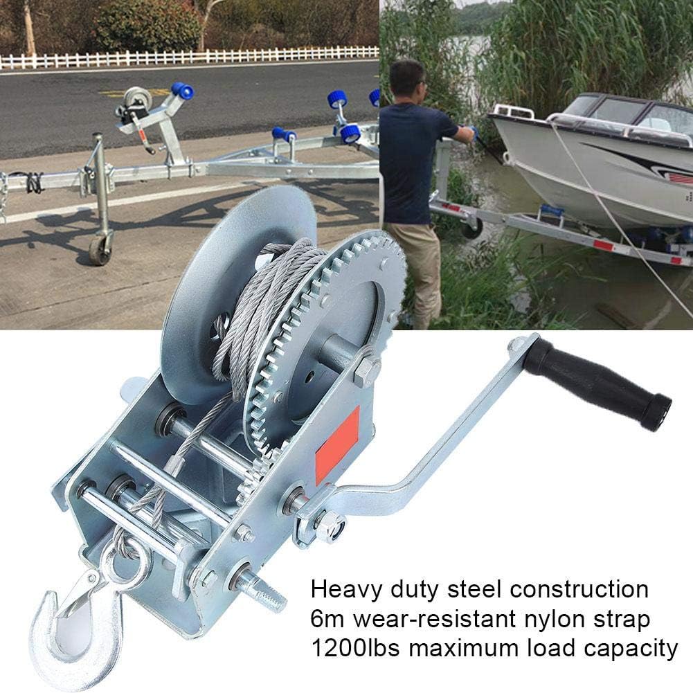 Suuonee Boat Hand Winch, 3500lbs Dual Gear Hand Winch Crank 10m Steel ...