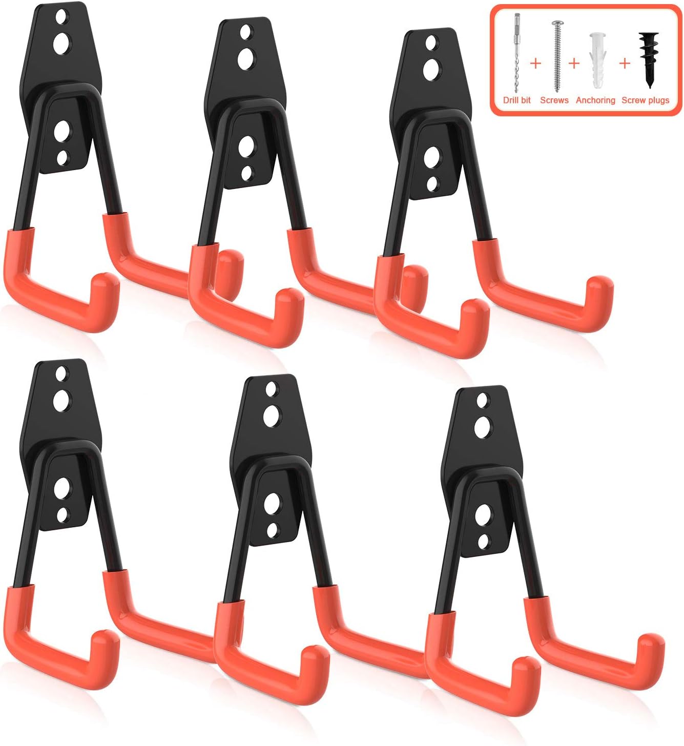Garage Hooks Heavy Duty, Steel Garage Storage Hooks, Zalava 6Pack
