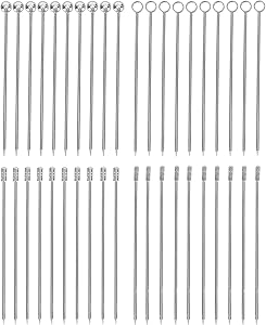 Yesland 40 Pcs Stainless Steel Cocktail Picks, 4-1/4 Inches Martini Picks Set & Reusable Fruit Toothpicks for Cocktail Garnishes and Food