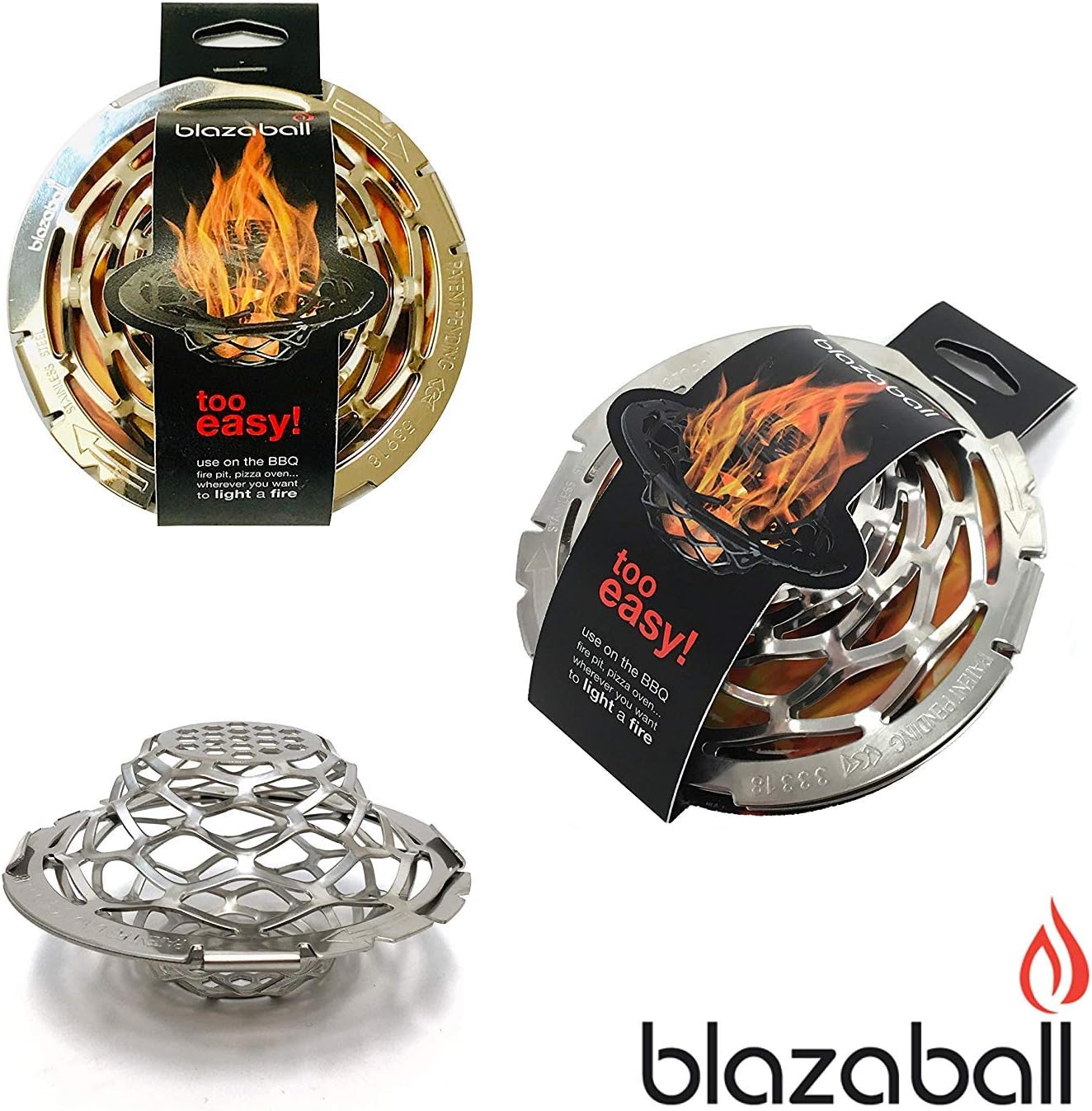 BlazaBall Firelighter/Fire Starter Cage for BBQ's, Camp Fires, Wood