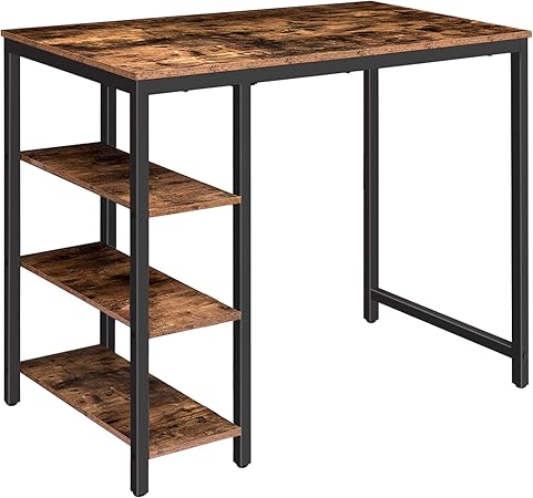 Hoobro Bar Table Industrial Kitchen Table With 3 Storage Shelves High Rectangular Kitchen Pub Dining Coffee Table For Living Room Dining Room Sturdy Metal Frame Rustic Brown Ebf60bt01 Amazon Co Uk Kitchen Home