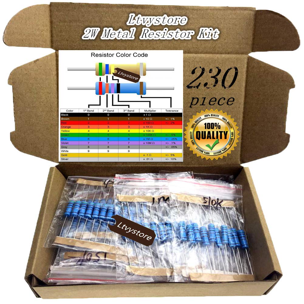 Ltvystore 2W Resistors Kit, Resistor Assortment Metal Film 23 Values