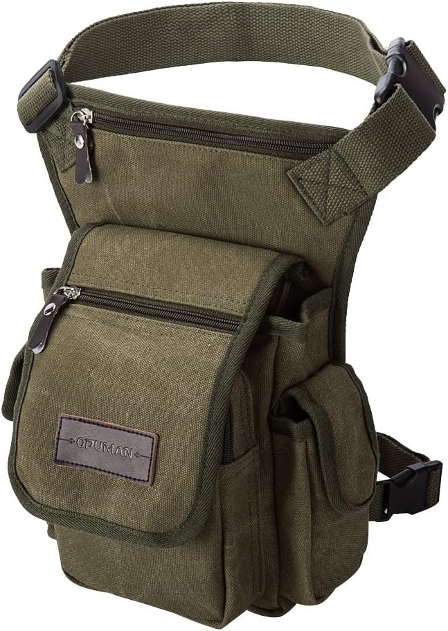 Luerman Canvas Waterproof Waist Leg Bag Outdoor Fishing Bag Length Adjustable Motorcycle Tactical Bag (green)