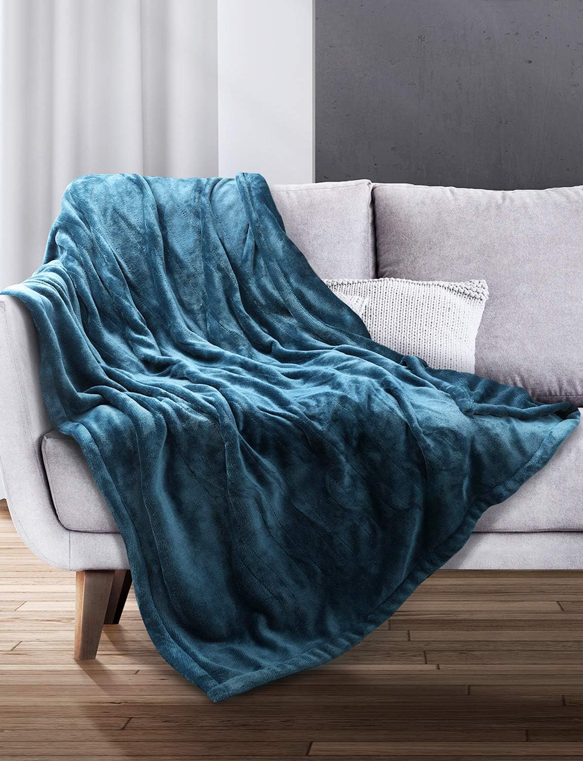 Sable Heated Blanket Electric Throw, 50" x 60" Full Body Size Fast Heating Blankets Flannel, 10 Heating Levels 3 Hours Auto-Off ETL Certified Machine Washable (Blue): Home & Kitchen