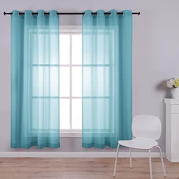 Amazon.de: KOUFALL Blaugrüne Vorhänge 160 cm Länge für Mädchenzimmer