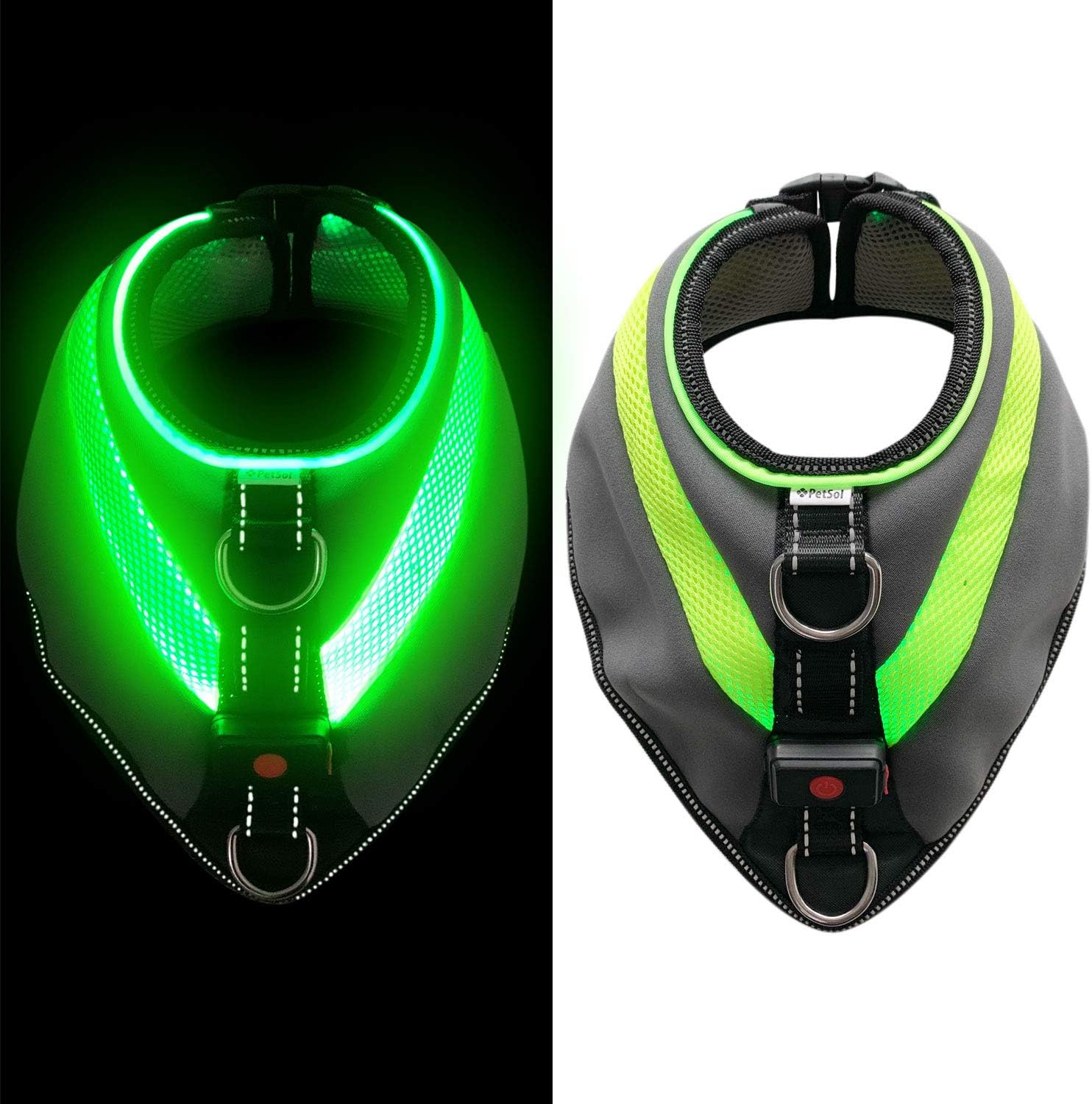 PetSol Ultra Bright LED Dog Harness Coat USB Rechargeable Lithium Battery. Warmth & Protection